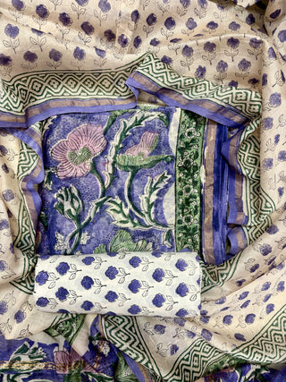Handblock Chanderi Suit Material with Chanderi Dupatta