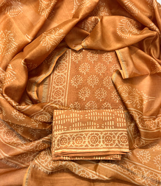 Handblock Chanderi Suit Material with Chanderi Dupatta
