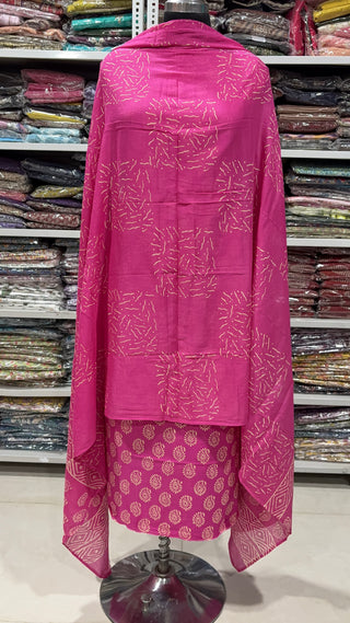 Handblock Cotton Suit Material with Cotton Dupatta