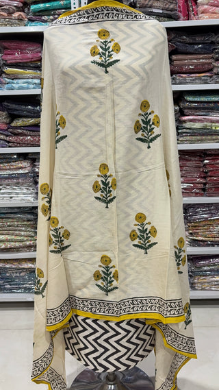 Handblock Cotton Suit Material with Cotton Dupatta