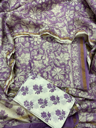 Handblock Chanderi Suit Material with Chanderi Dupatta