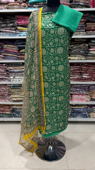 Print Hand block kota doria suit set for office wear (with extra lining included)