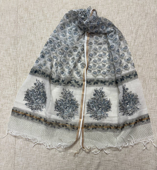 Cotton Handblock Office Wear Suit fabric with Kota Doria Dupatta