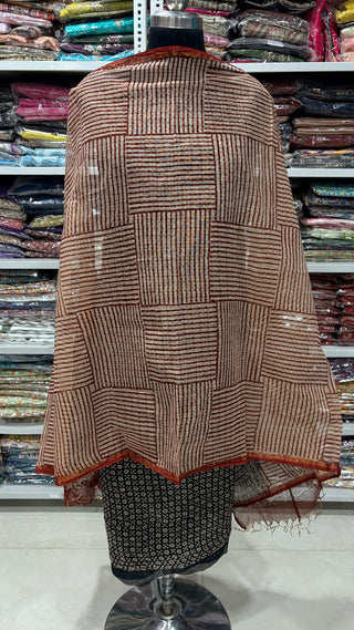 Print Hand block kota doria suit set for office wear (with extra lining included)