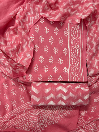 Handblock Cotton Suit Material with Cotton Dupatta