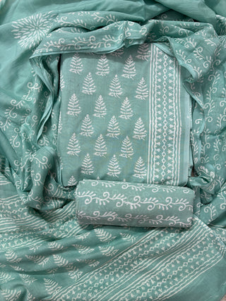 Handblock Cotton Suit Material with Cotton Dupatta