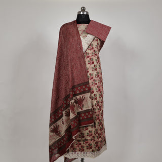 Cotton Handloom Office Wear Suit with lace on neck