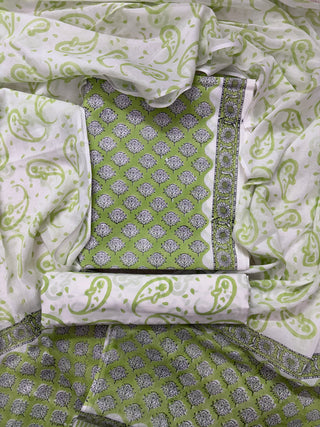 Handblock Cotton Suit Material with Cotton Dupatta