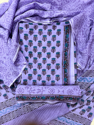 Handblock Cotton Suit Material with Cotton Dupatta