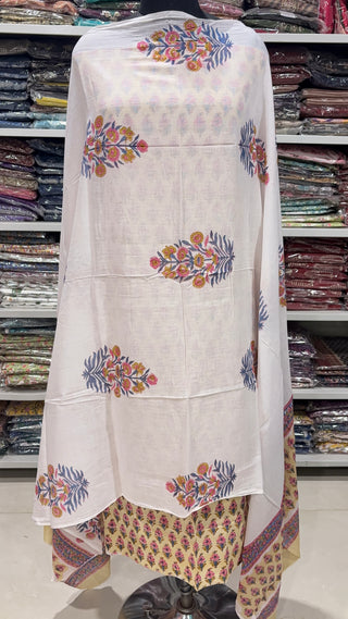 Handblock Cotton Suit Material with Cotton Dupatta