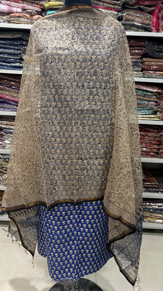 Cotton Handblock Office Wear Suit fabric with Kota doria Dupatta