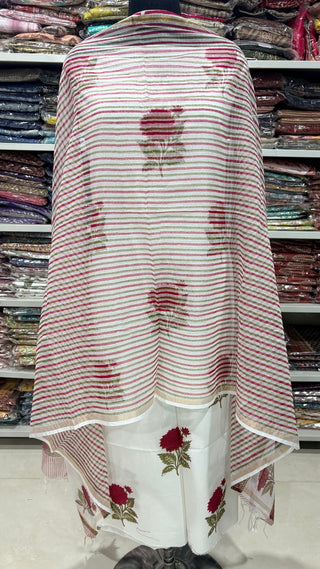 Cotton Handblock Office Wear Suit fabric with Kota doria Dupatta
