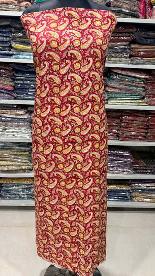 Premium Cotton Block Print Office Wear Suit fabric with Kota Doria Dupatta (44 inch width) and Heavy Bottom