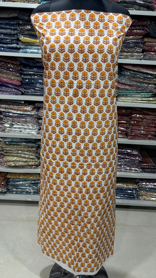 Cotton Handblock Office Wear Suit fabric with Kota doria Dupatta