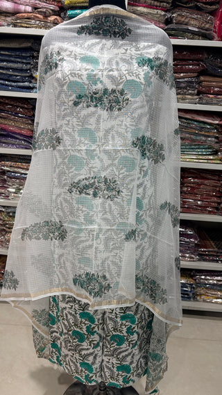 Cotton Handblock Office Wear Suit fabric with Kota doria Dupatta