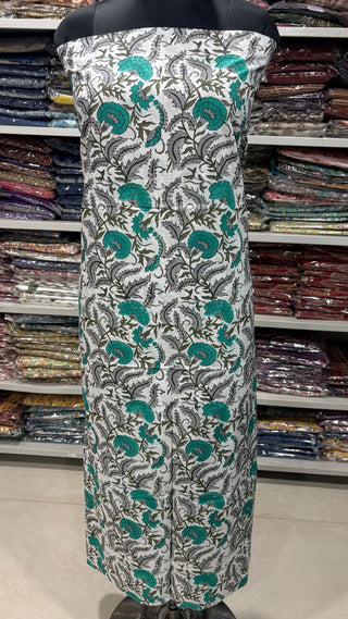 Cotton Handblock Office Wear Suit fabric with Kota doria Dupatta