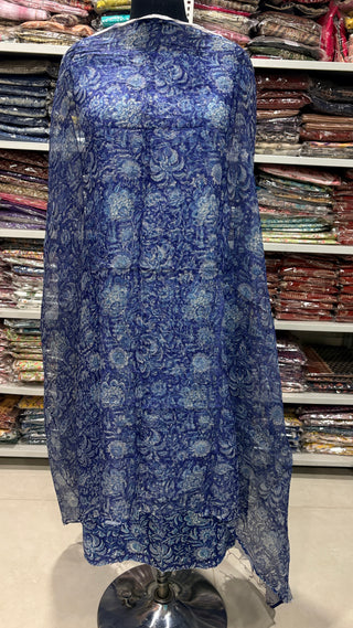 Premium Cotton Block Print Office Wear Suit fabric with Kota Doria Dupatta (44 inch width) and Heavy Bottom 2286