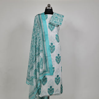 Handloom Cotton Office Wear Suit with Block Prints