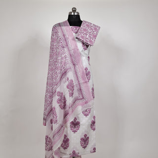 Handloom Cotton Office Wear Suit with Block Prints