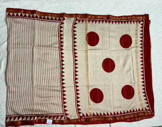 Ajrakh Print Maheshwari Silk Saree with Unstitched Blouse Piece