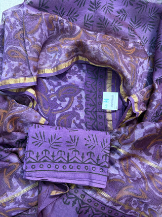 Vanaspati Handblock Chanderi Suit Material with Chanderi Dupatta