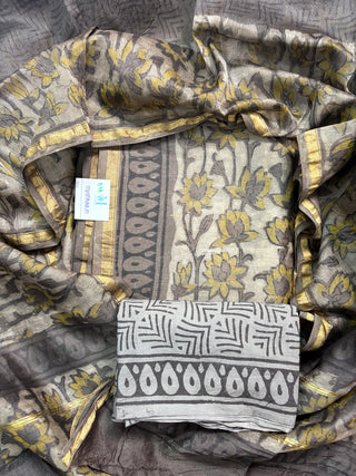 Vanaspati Handblock Chanderi Suit Material with Chanderi Dupatta