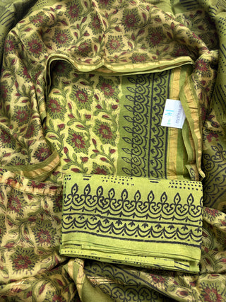 Vanaspati Handblock Chanderi Suit Material with Chanderi Dupatta