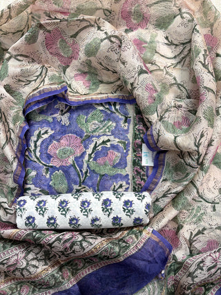 Handblock Chanderi Suit Material with Chanderi Dupatta