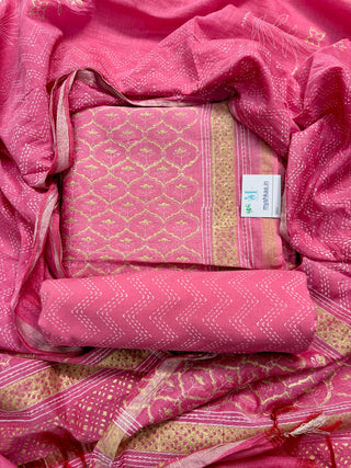 Handblock Chanderi Suit Material with Chanderi Dupatta