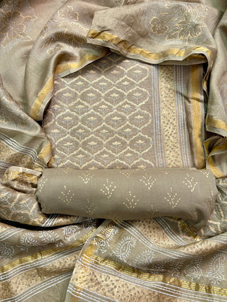 Handblock Chanderi Suit Material with Chanderi Dupatta
