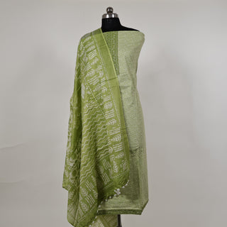 Light Green Cotton Office Wear Suit Fabric & Cotton Dupatta