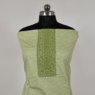 Light Green Cotton Office Wear Suit Fabric & Cotton Dupatta