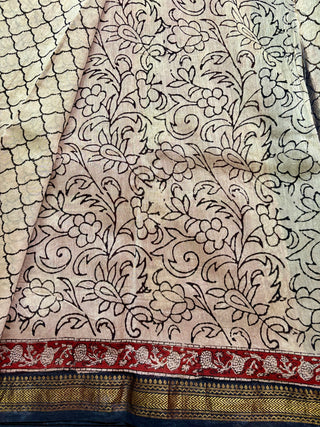 Maheshwari Silk Saree with Unstitched Blouse Piece