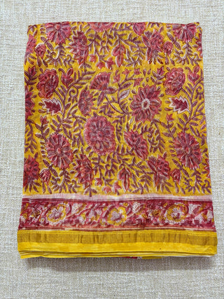 Beige Color Chanderi Silk Saree with Zari Border and Unstitched Blouse Piece