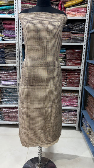 Black check on cream base Hand block kota doria suit set for office wear (with extra lining included)