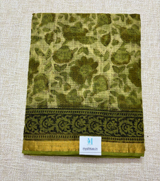 Vanaspati Ajrakh Hand Block Print Kota Doria Cotton Saree with zari border and unstitched Blouse Piece