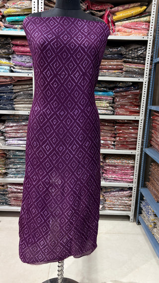 Handblock Chanderi Suit Material with Chanderi Dupatta(Lining Included)