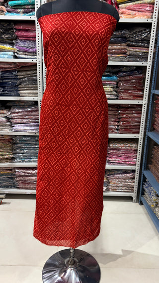 Handblock Chanderi Suit Material with Chanderi Dupatta(Lining Included)