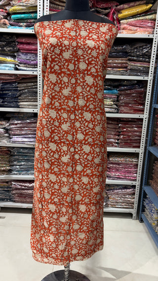Handblock Chanderi Suit Material with Chanderi Dupatta(Lining Included)