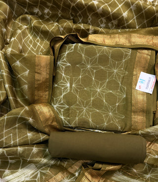 Needle Shibori Handblock Maheshwari Suit Material with Maheshwari Dupatta