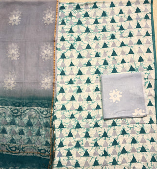 Cotton Handblock Office Wear Suit fabric with Kota Doria Dupatta