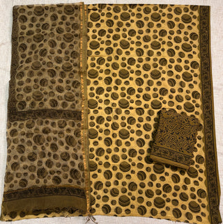 Vanaspati Ajrakh Print Cotton Handblock Office Wear Suit fabric with Kota Doria Dupatta (Code : 988)