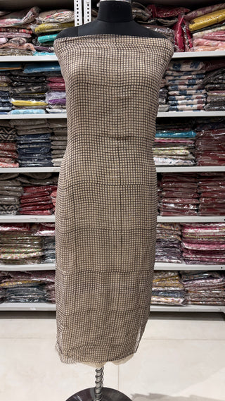 Black check on cream base Hand block kota doria suit set for office wear (with extra lining included)