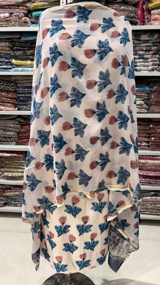 Handblock Chanderi Suit Material with Chanderi Dupatta(Lining Included)