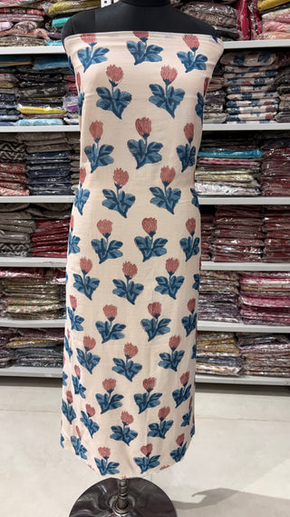 Handblock Chanderi Suit Material with Chanderi Dupatta(Lining Included)