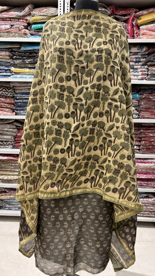 Ajrakh Handblock Chanderi Suit Material with Chanderi Dupatta(Lining Included)