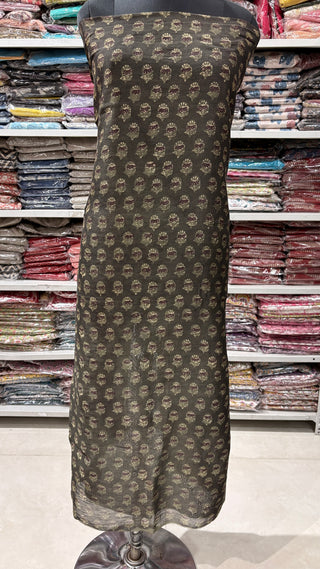 Ajrakh Handblock Chanderi Suit Material with Chanderi Dupatta(Lining Included)