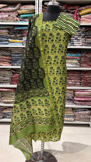 Ajrakh  Handblock Chanderi Suit Material with Chanderi Dupatta(Lining Included)