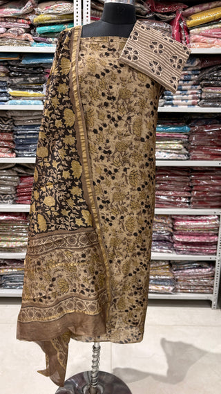 Ajrakh Handblock Chanderi Suit Material with Chanderi Dupatta(Lining Included)