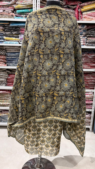 Ajrakh Handblock Chanderi Suit Material with Chanderi Dupatta(Lining Included)